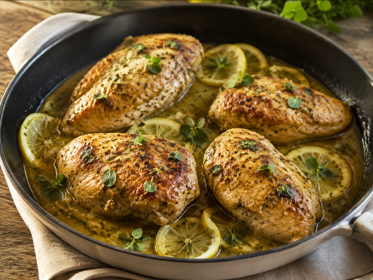 Marjoram Lemon Chicken prepared with garden-fresh marjoram