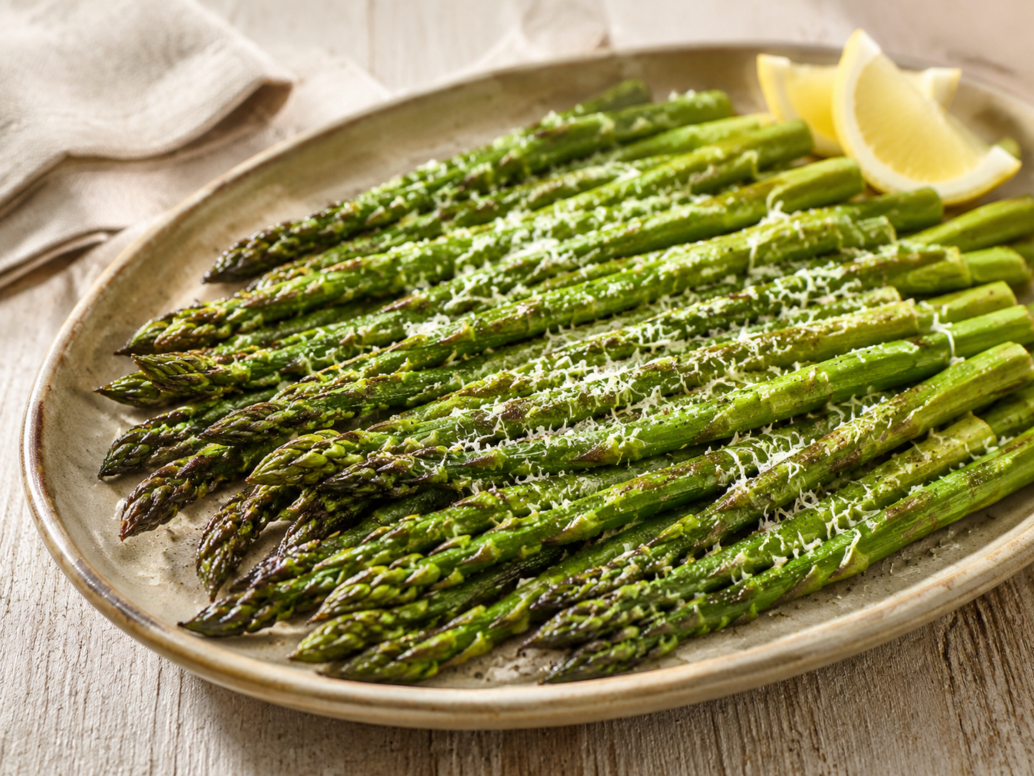 Roasted Asparagus with Parmesan prepared with garden-fresh asparagus