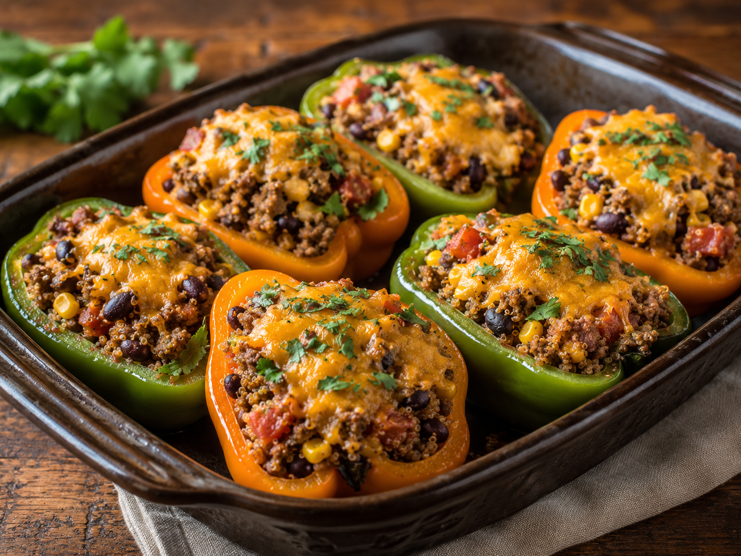Stuffed Bell Peppers prepared with garden-fresh bell peppers