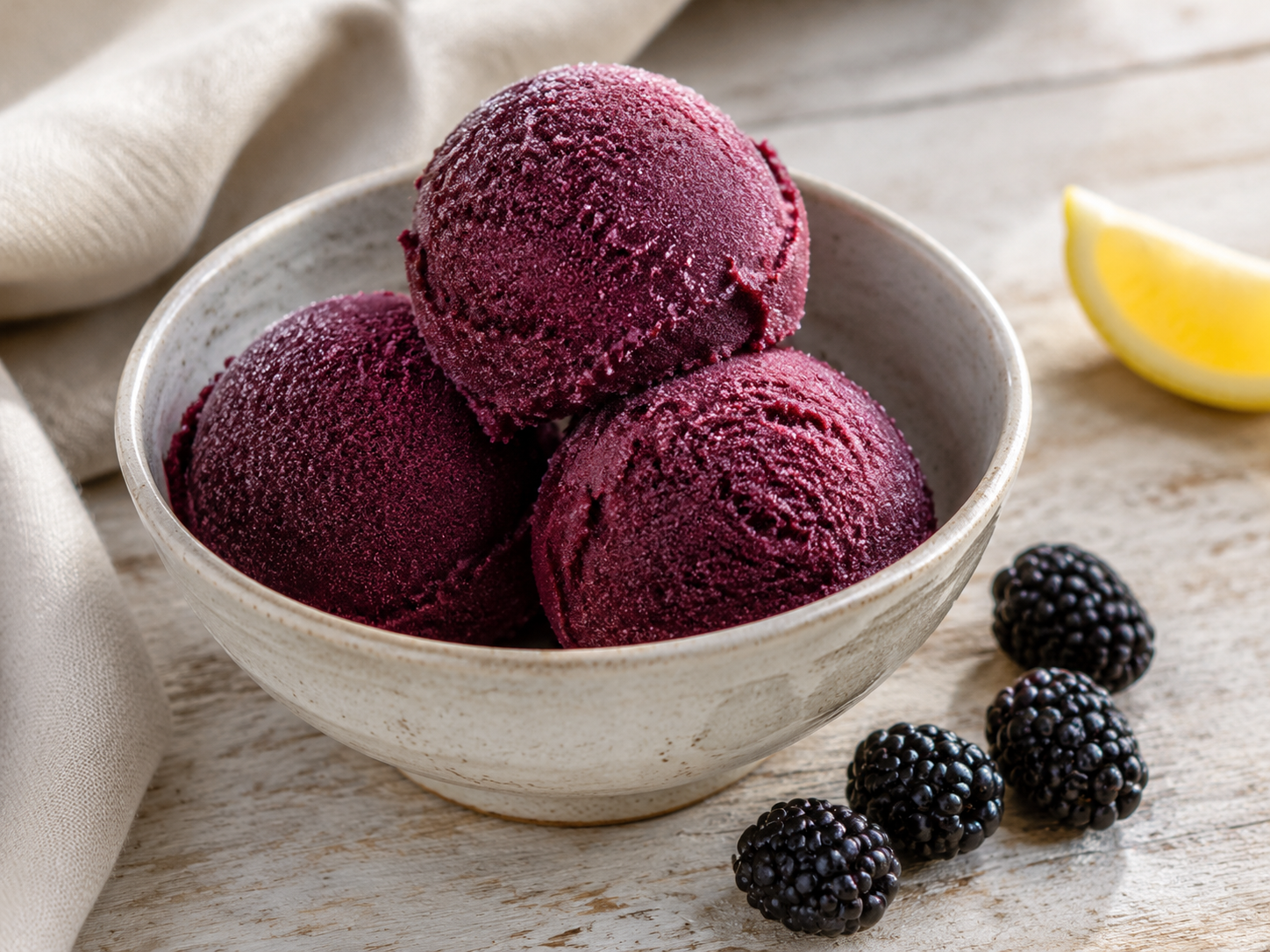 Blackberry Sorbet prepared with garden-fresh blackberries