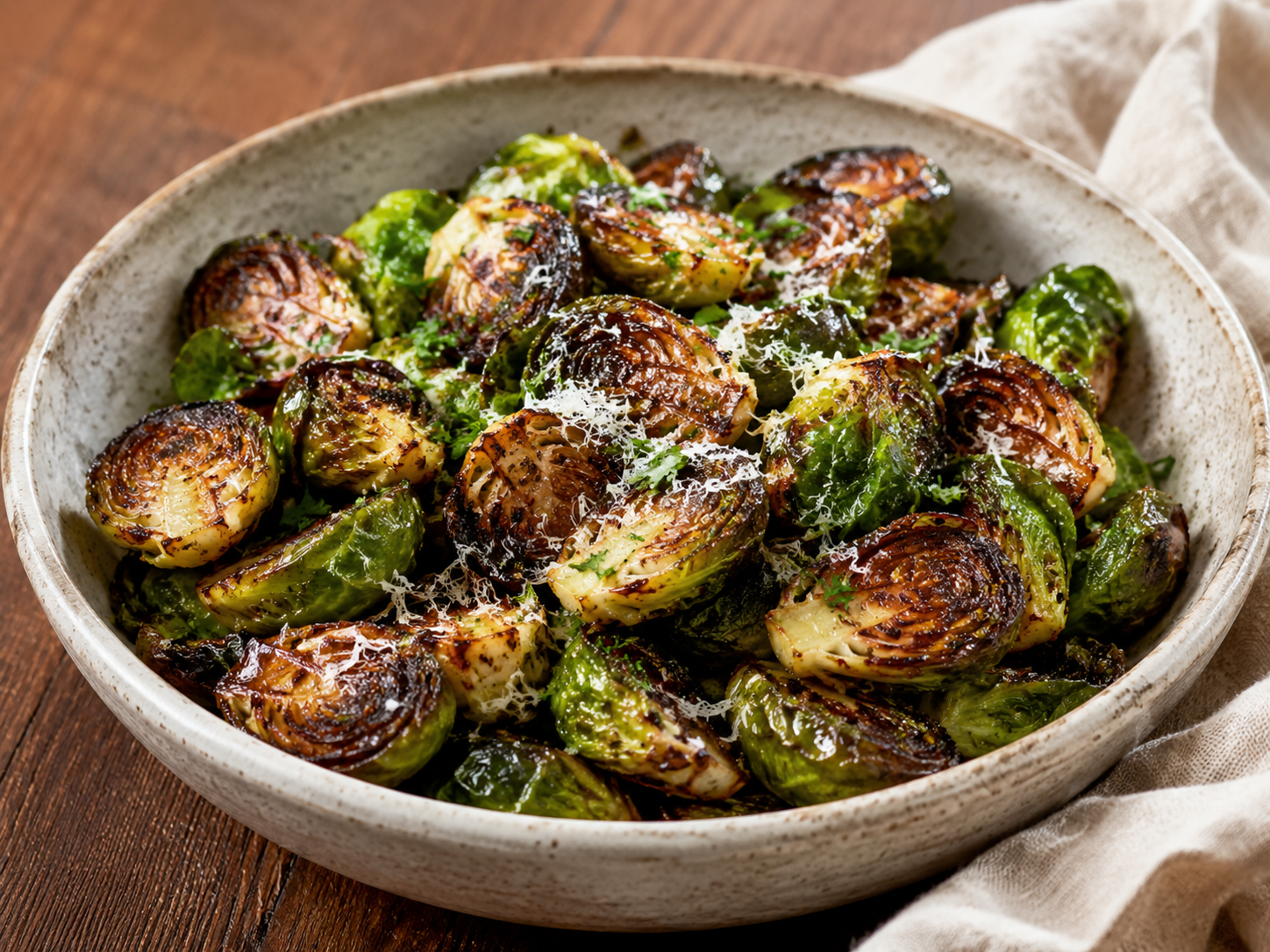 Roasted Brussels Sprouts with Balsamic Glaze prepared with garden-fresh brussels sprouts