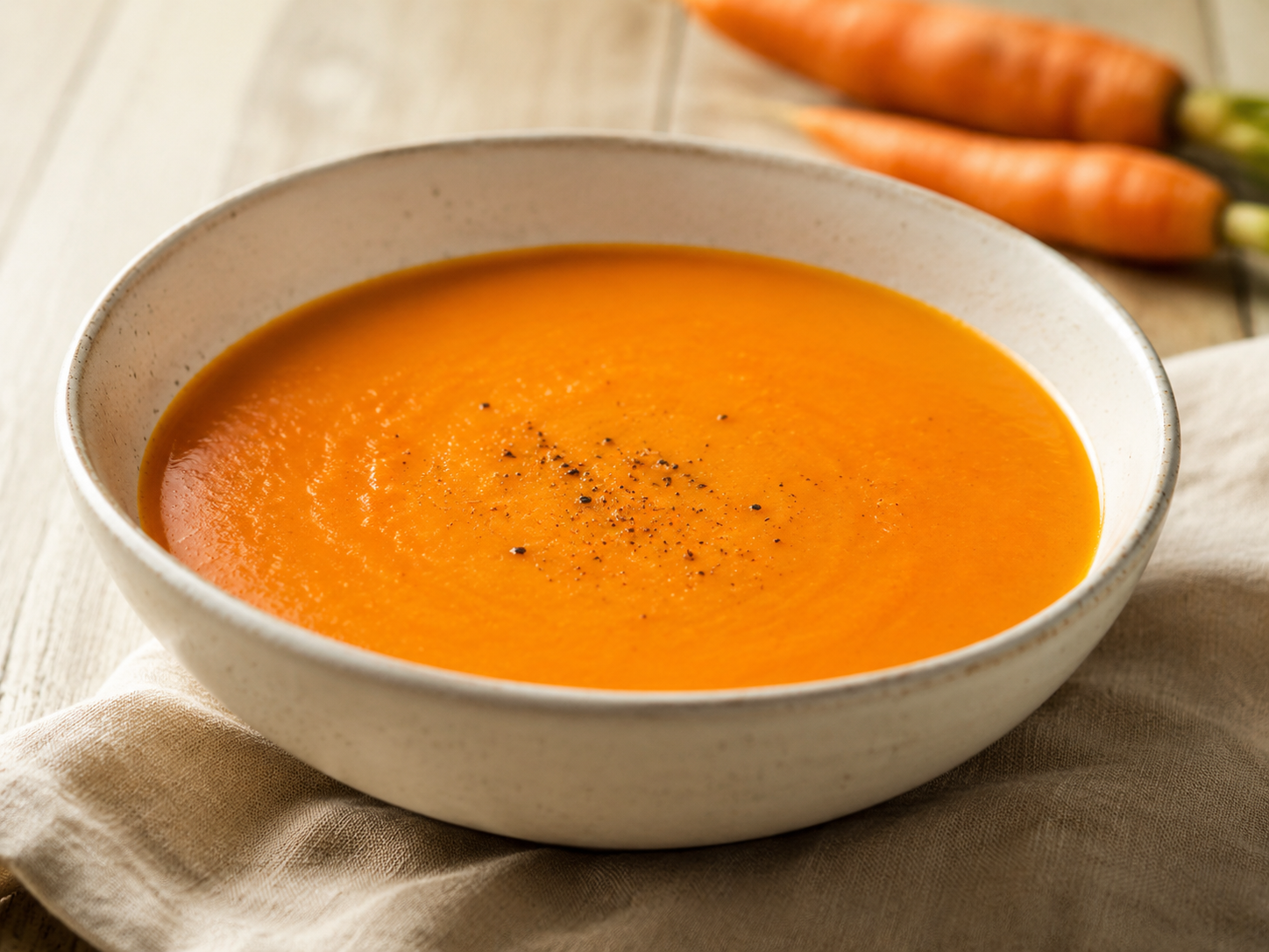 Carrot and Ginger Soup prepared with garden-fresh carrots