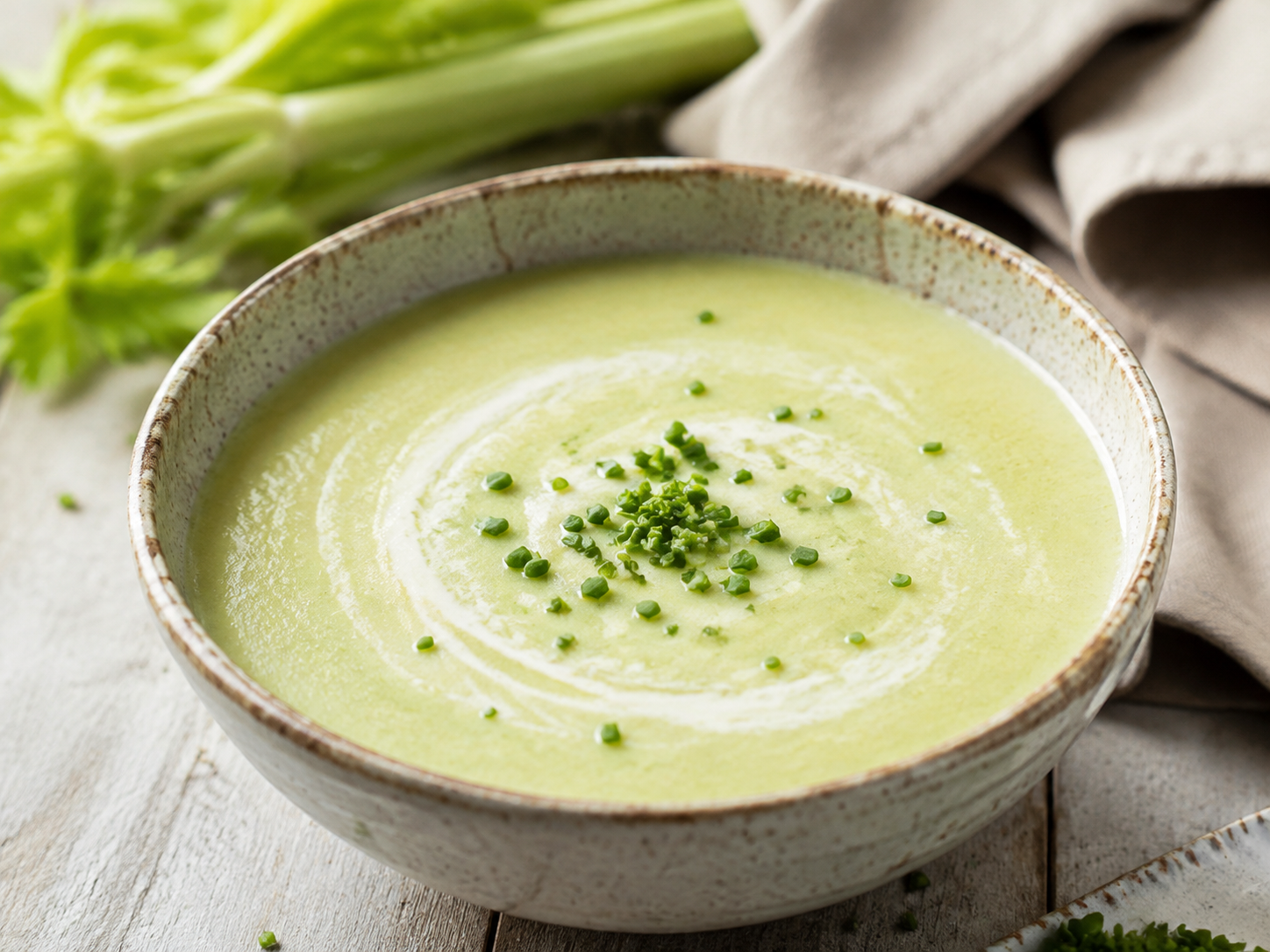 Creamy Celery Soup prepared with garden-fresh celery