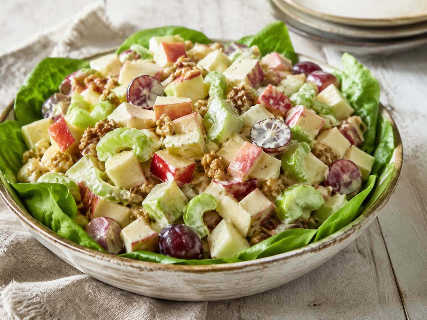 Waldorf Salad with Celery prepared with garden-fresh celery
