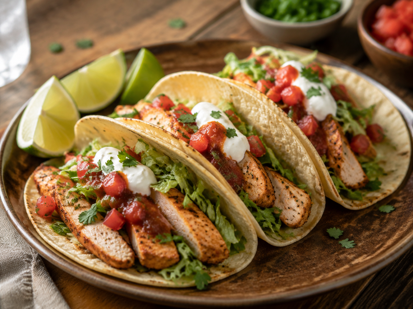 Cilantro Lime Chicken Tacos prepared with garden-fresh cilantro