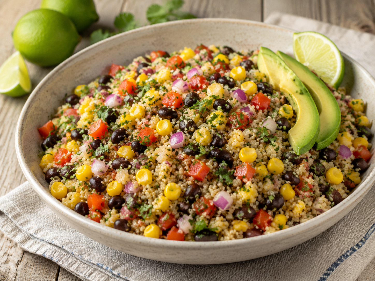 Cilantro Lime Quinoa Salad prepared with garden-fresh cilantro