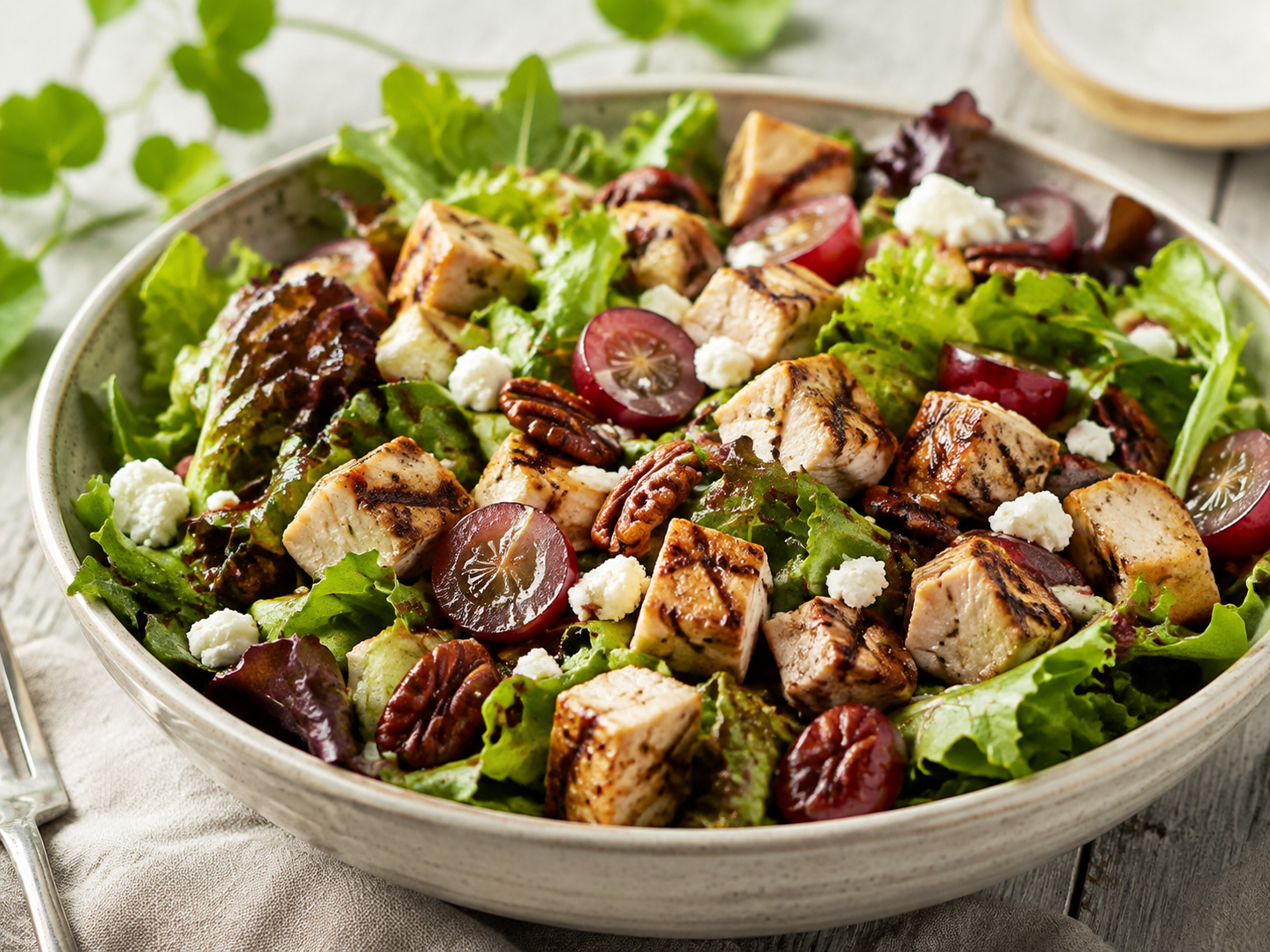 Grape and Chicken Salad prepared with garden-fresh grapes