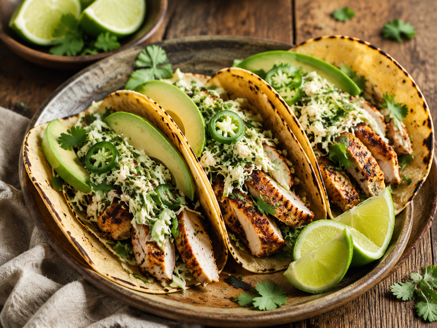 Spicy Chicken Tacos with Jalapeño Slaw prepared with garden-fresh hot peppers