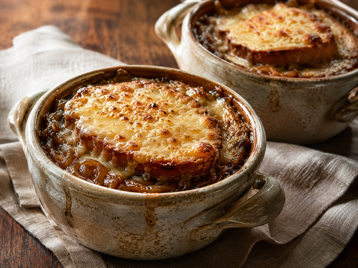 French Onion Soup prepared with garden-fresh onions