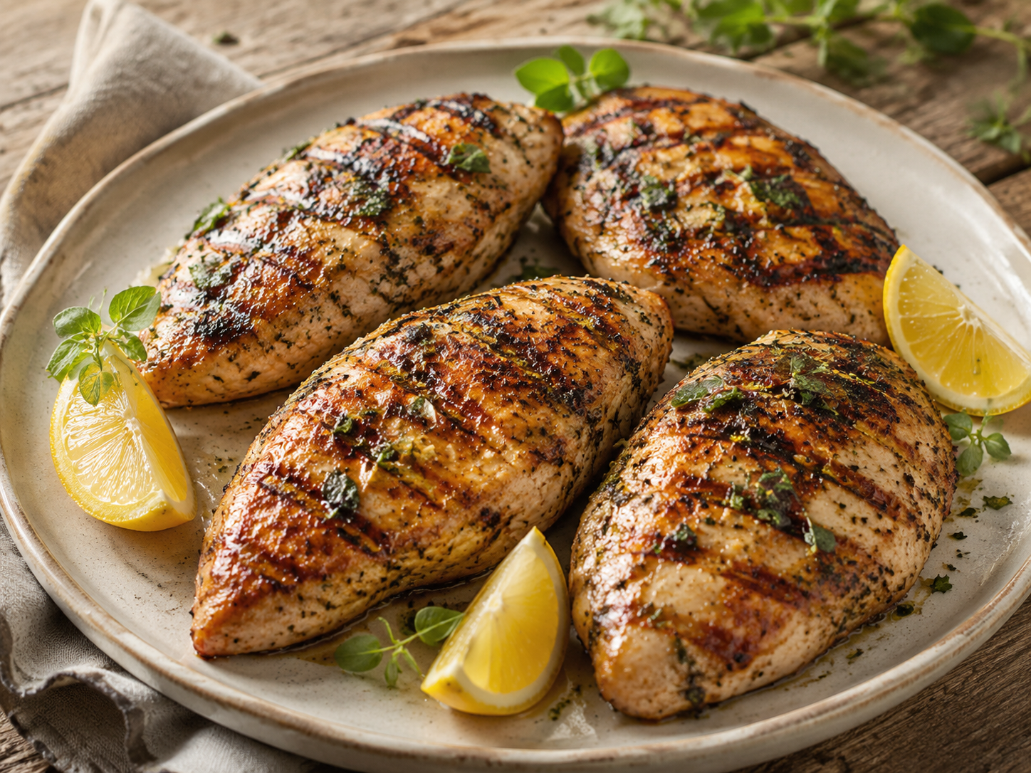 Oregano Lemon Grilled Chicken prepared with garden-fresh oregano
