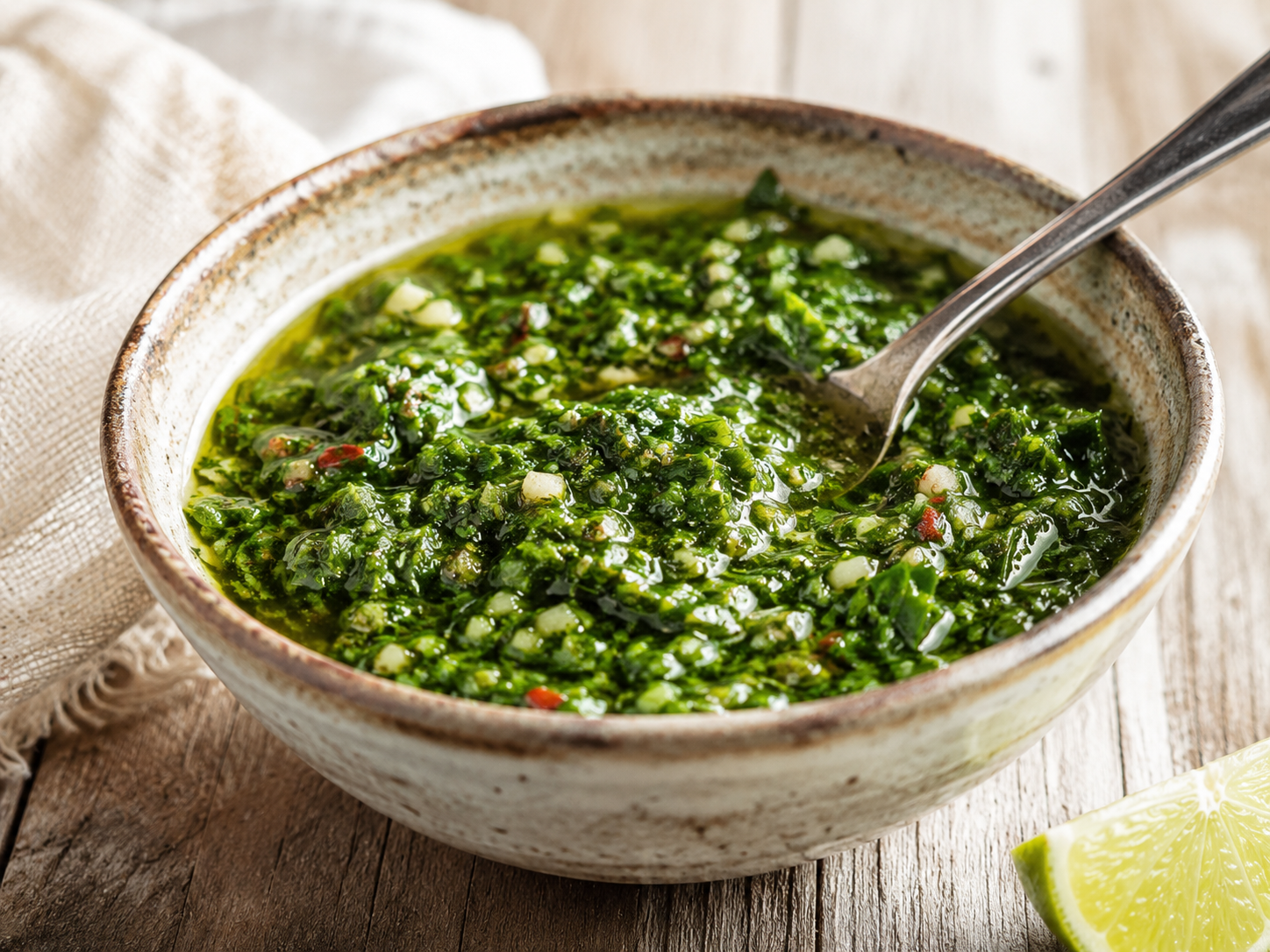 Chimichurri Sauce prepared with garden-fresh parsley