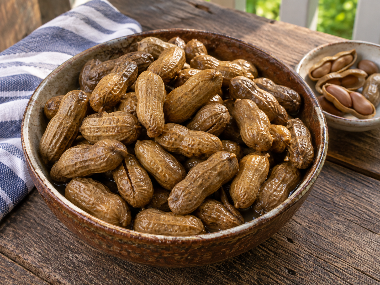 Bowl of moist Southern boiled peanuts in their shells