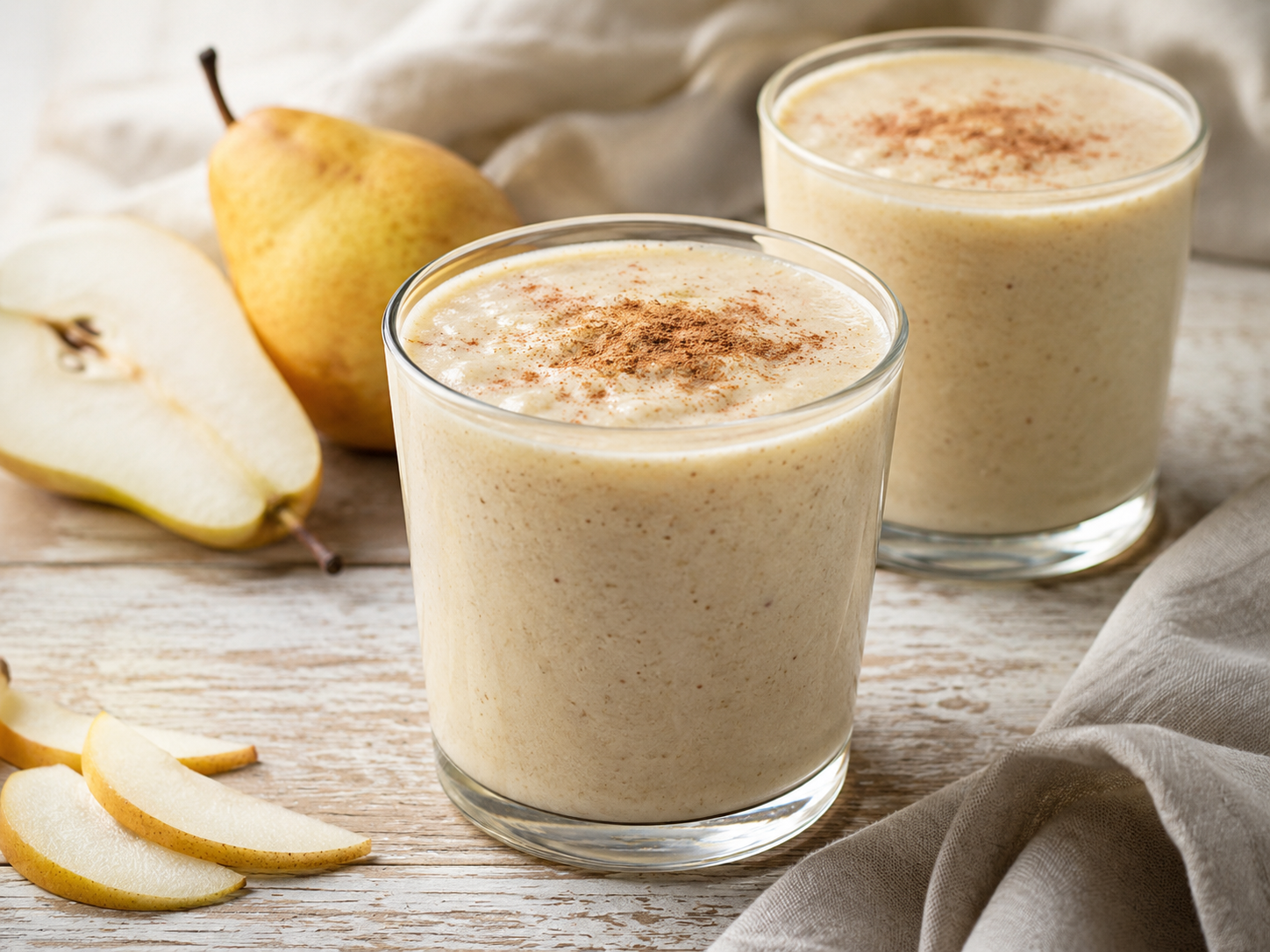 Spiced Pear and Ginger Smoothie prepared with garden-fresh pears