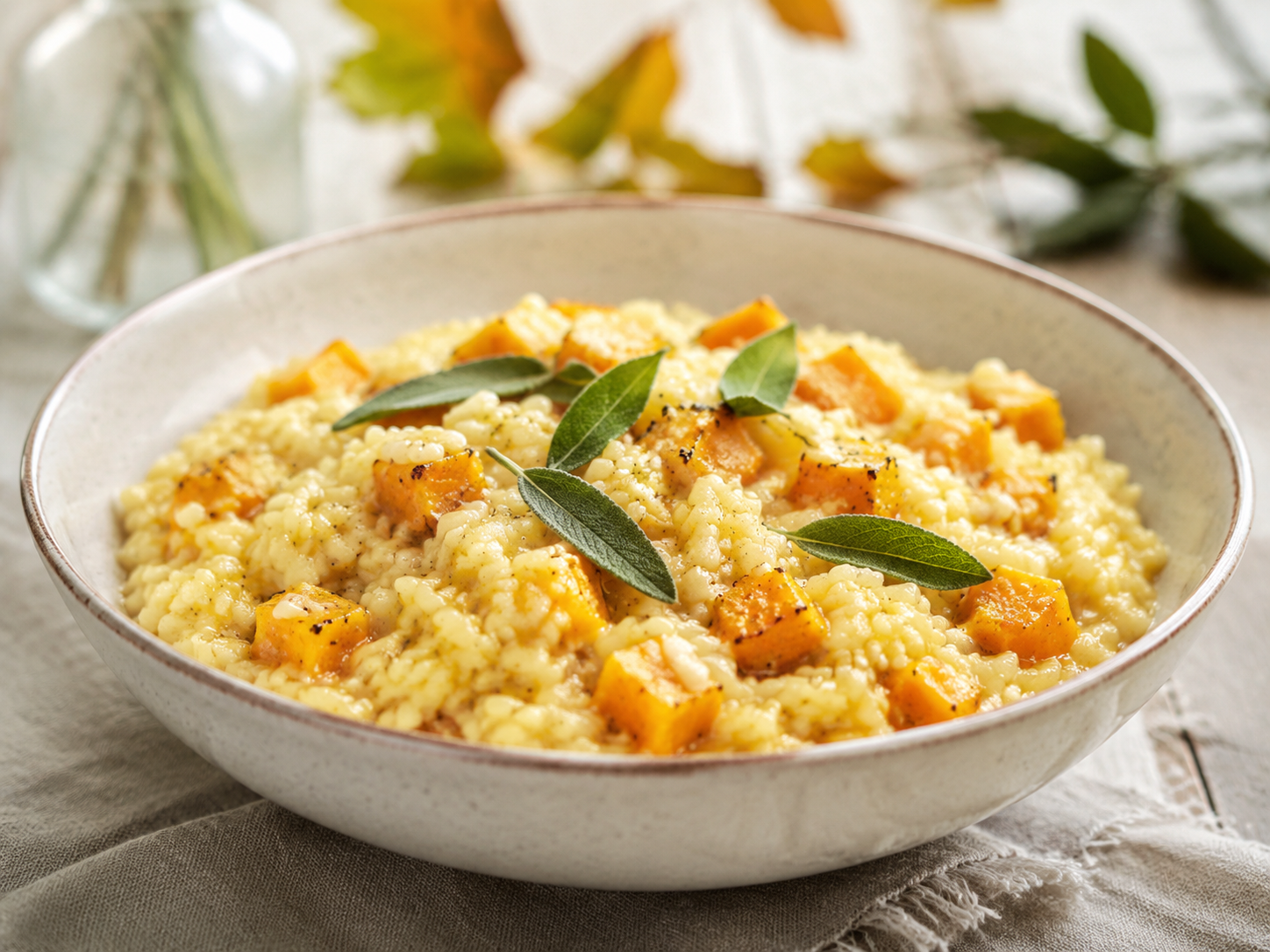 Creamy roasted pumpkin risotto with Parmesan and sage