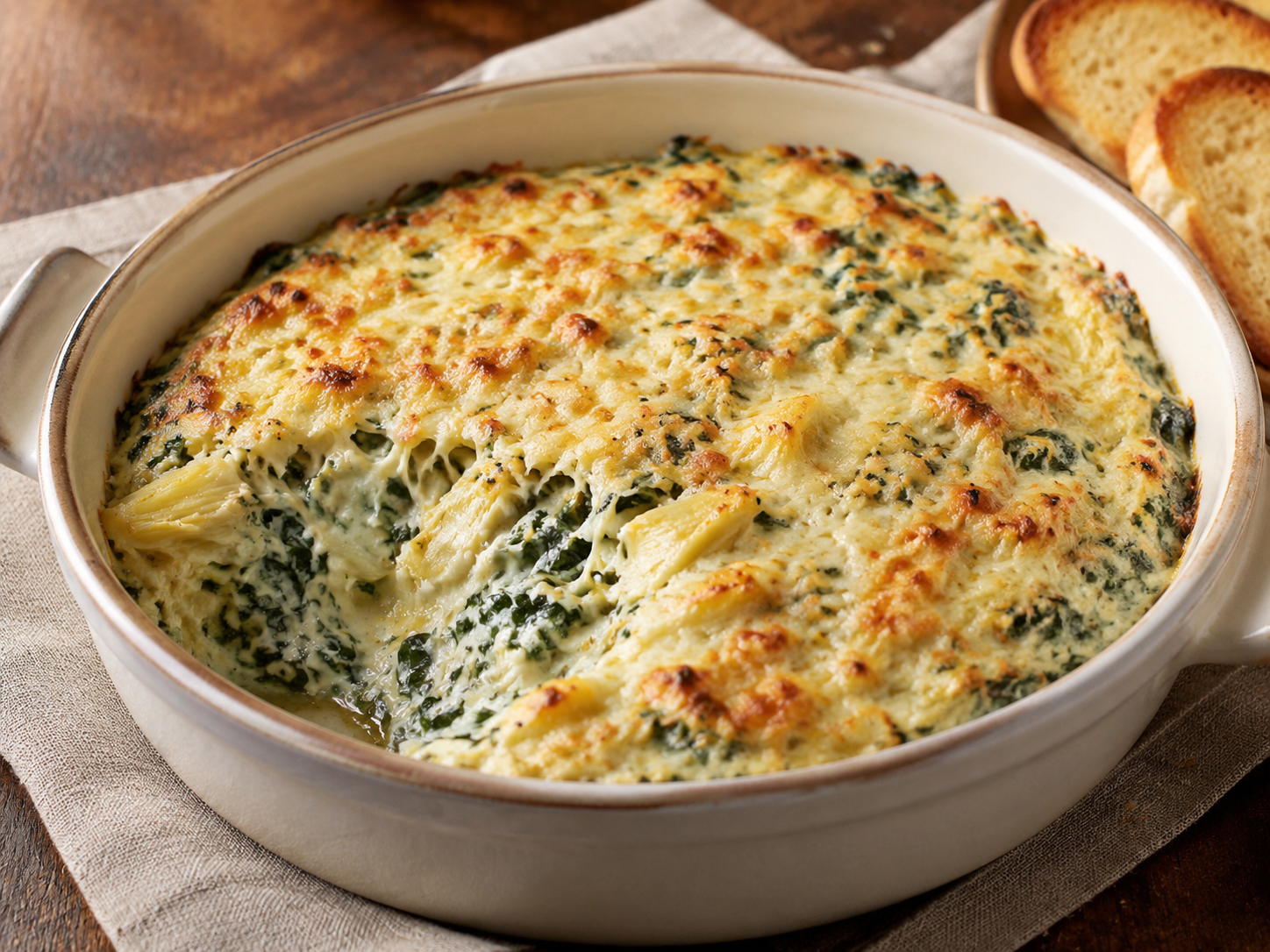 Creamy Spinach and Artichoke Dip prepared with garden-fresh spinach