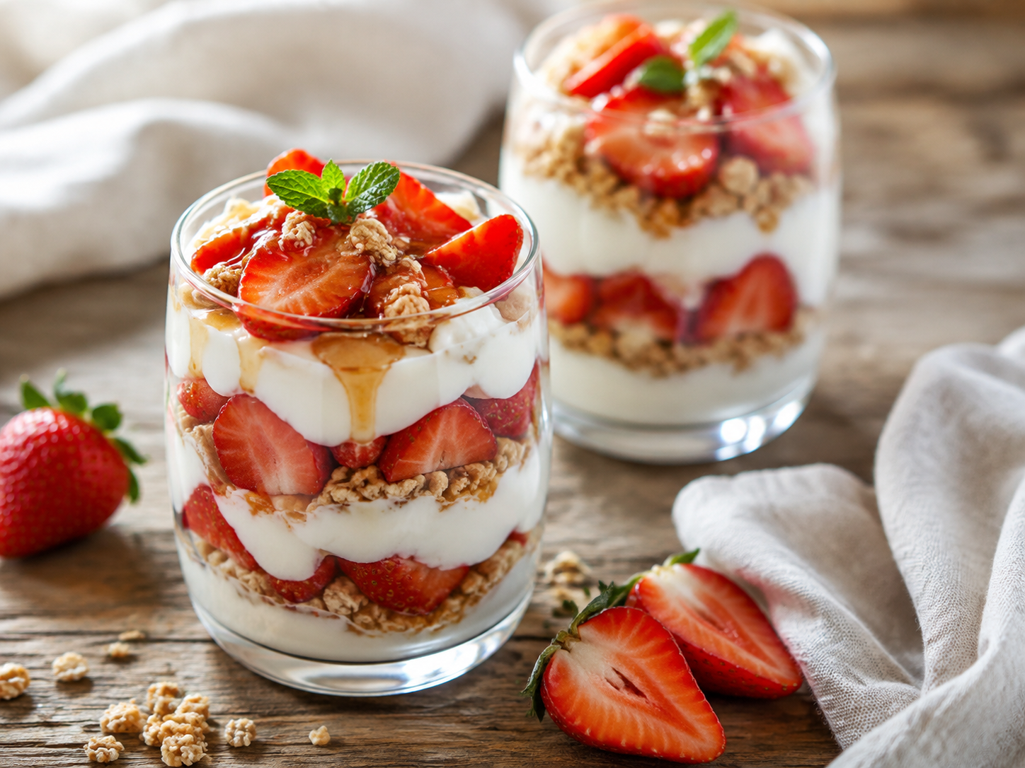 Strawberry Yogurt Parfait prepared with garden-fresh strawberries